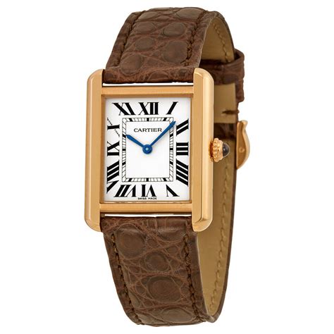 ladies cartier watch leather strap|cartier tank brown leather strap.